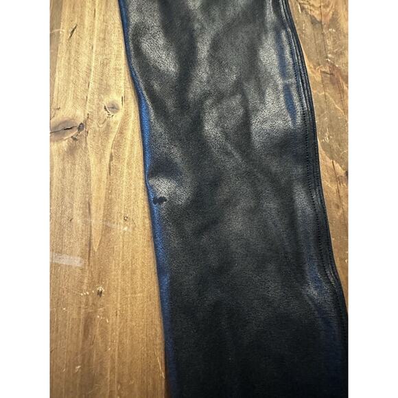 Spanx Faux Leather Leggings Black Tummy Control Shape Wear Size Small Slimming - Picture 9 of 9